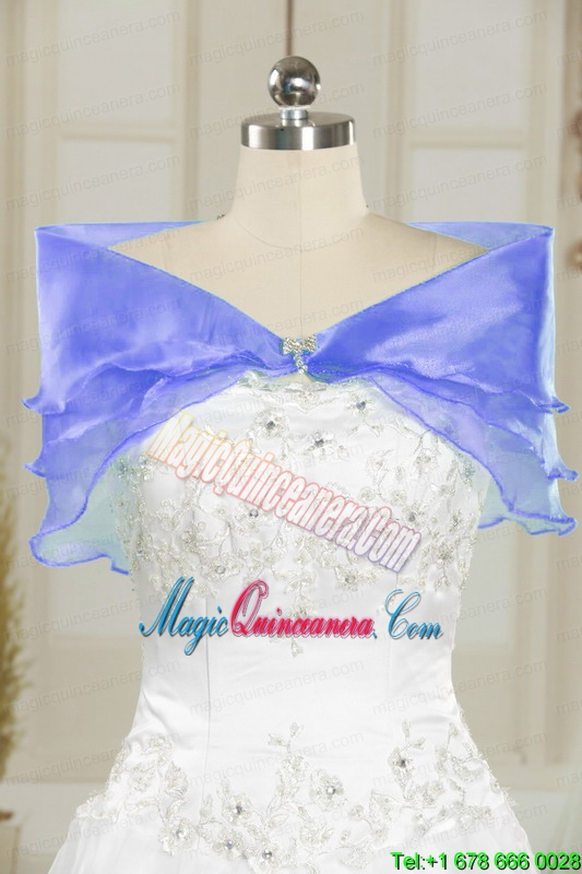 Modern Royal Blue Appliques and Pick Ups Quinceanera Dresses with Brush Train