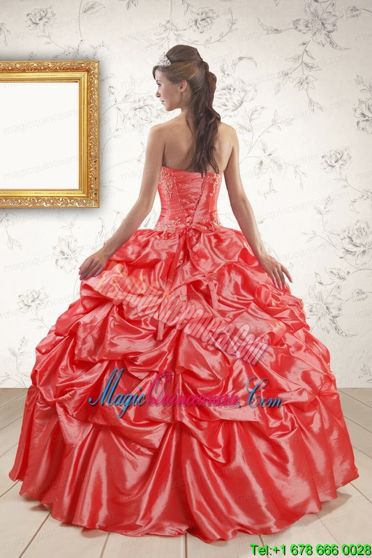 New Style Appliques Quinceanera Dresses in Watermelon