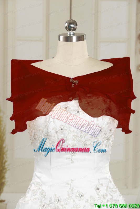 Appliques 2015 Wine Red Quinceanera Dresses with Lace Up