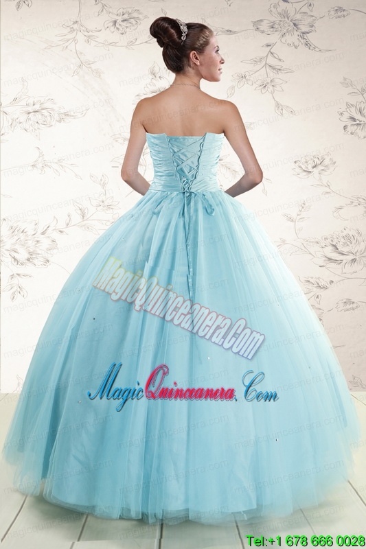 Elegant Beading 2015 Quinceanera Dress in Baby Blue