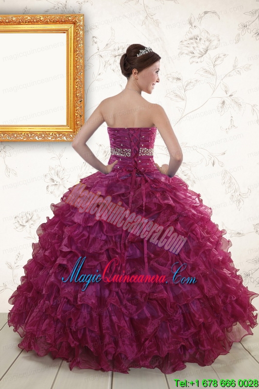 2015 Sweetheart Quinceanera Gown with Beading and Ruffles