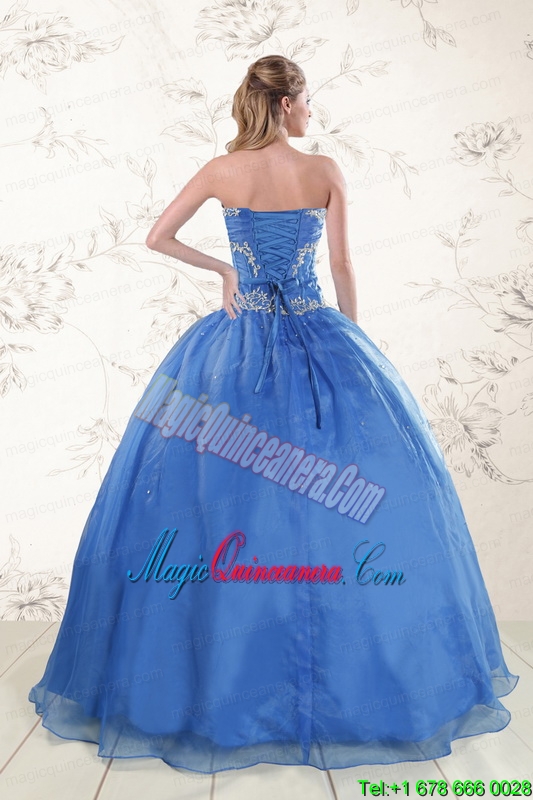 2015 Cheap Appliques Quinceanera Dresses in Royal Blue