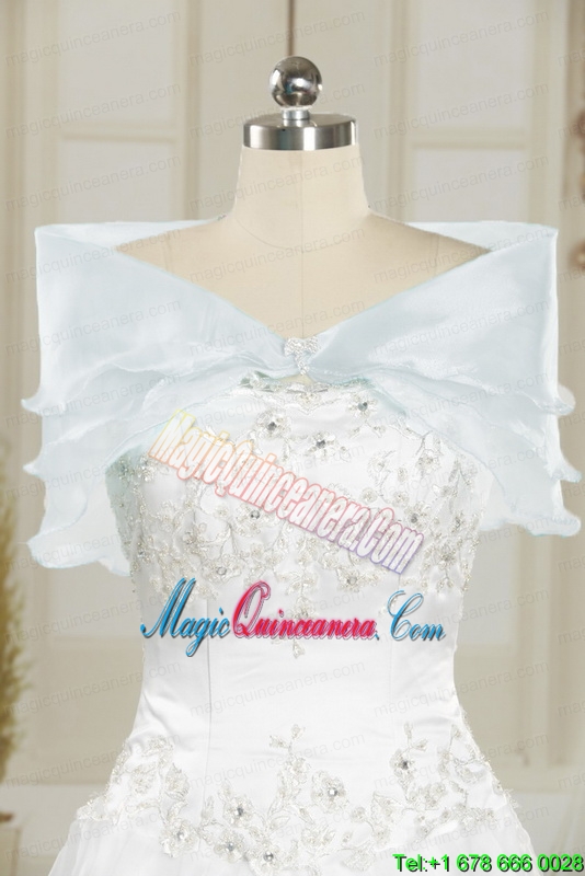 2015 Discount Straps Quinceanera Dresses with Appliques and Beading