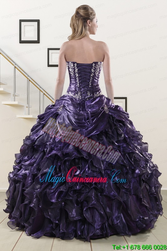 2015 Exquisite Sweetheart Purple Quinceanera Dresses with Appliques