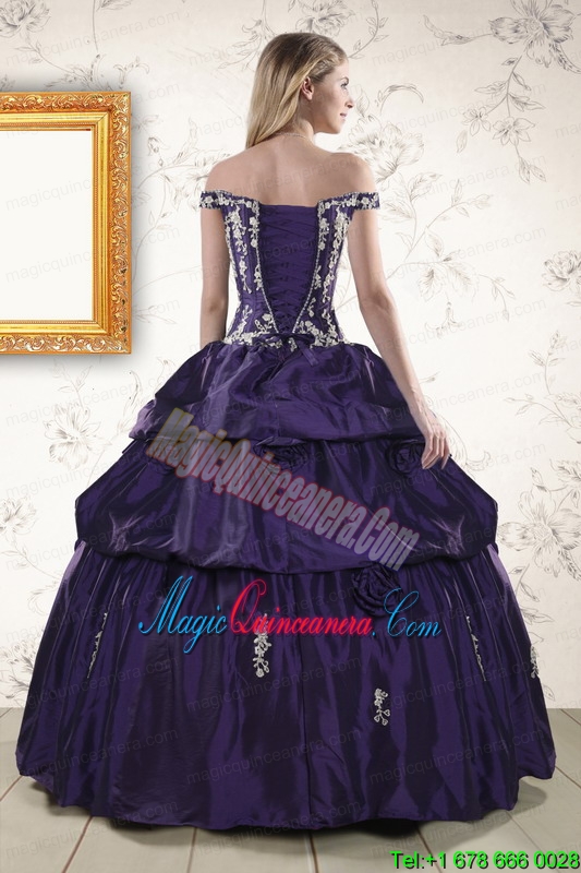 2015 Latest Off The Shoulder Appliques Quinceanera Dresses in Purple