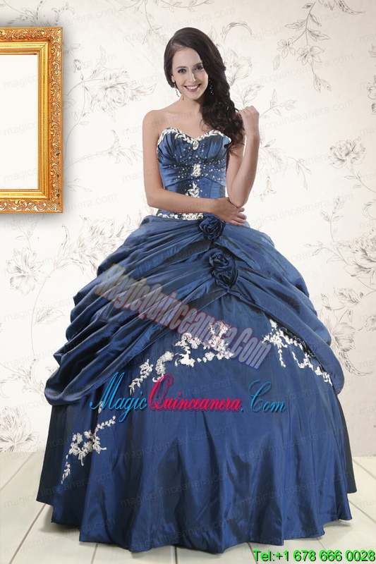 Perfect Sweetheart Navy Blue Quinceanera Dresses with Wraps