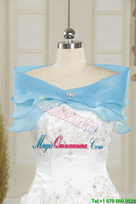 Pretty Aqua Blue 2015 Strapless Quinceanera Dresses with Beading