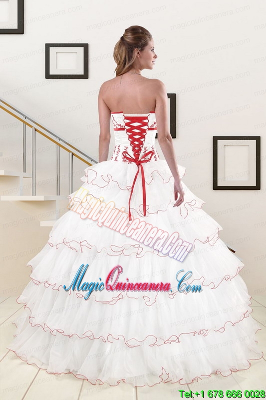 Pretty Ruffeld Layers 2015 Quinceanera Dresses with Appliques