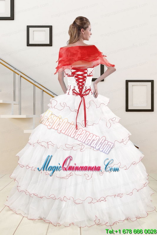 Pretty Ruffeld Layers 2015 Quinceanera Dresses with Appliques