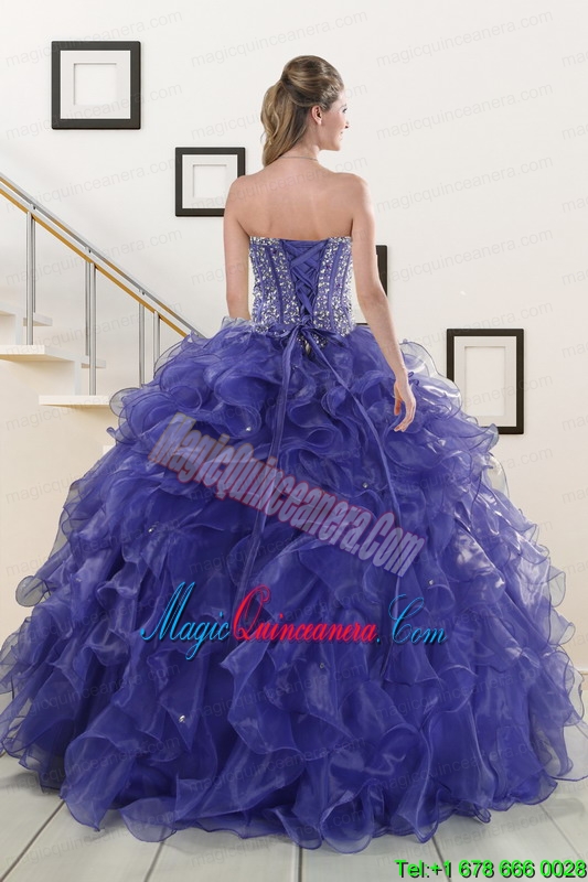 2015 Pretty Sweetheart Quinceanera Dresses with Sequins and Ruffles