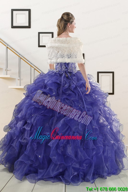 2015 Pretty Sweetheart Quinceanera Dresses with Sequins and Ruffles