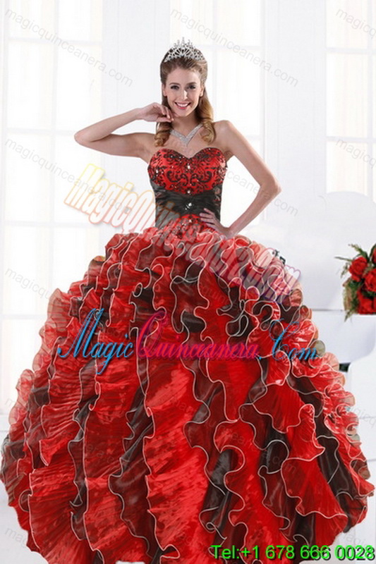 triumph 2015 Gorgeous Multi Color Beading and Ruffles Dresses for Quince