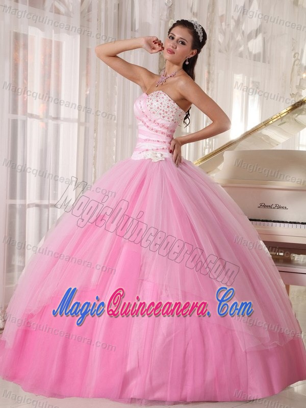 Pink Tulle Quinceanera Gowns Dresses with Beading in Puerto Rico