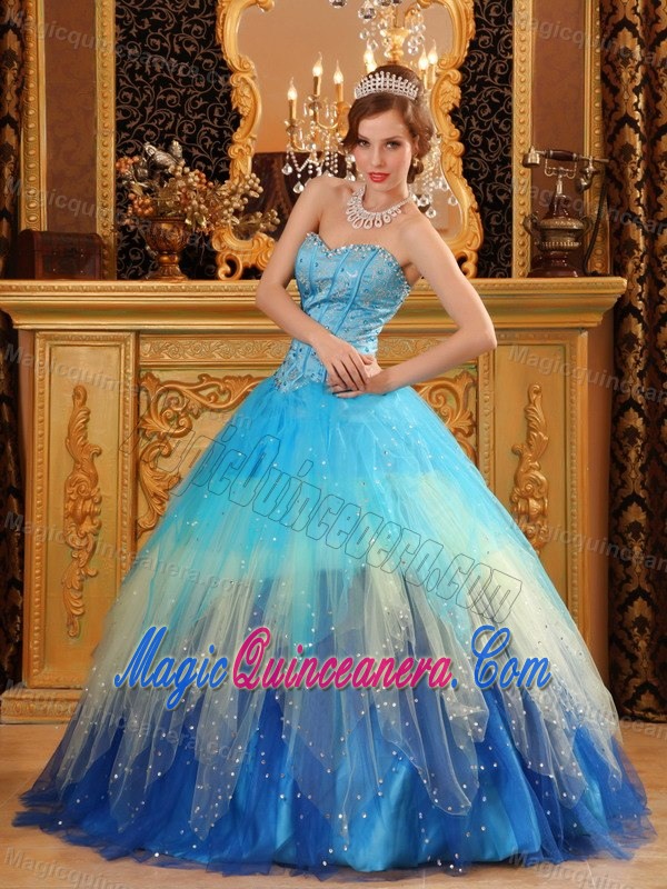 2015 Popular Colorful Tulle Sweetheart Dresses for 15 with Beading