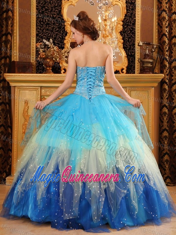2015 Popular Colorful Tulle Sweetheart Dresses for 15 with Beading