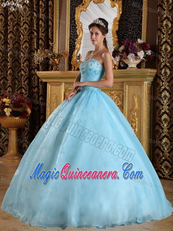 Beading Accent Light Blue Sweet Sixteen Quinceanera Dresses 2013