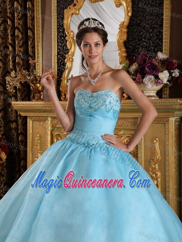 Beading Accent Light Blue Sweet Sixteen Quinceanera Dresses 2013