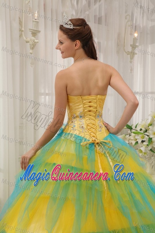 Popular Colorful Strapless Sweet 16 Dresses with Beading Ruffles