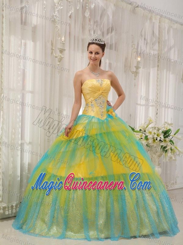 Popular Colorful Strapless Sweet 16 Dresses with Beading Ruffles