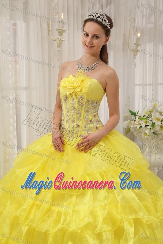 Beading Ruffles Accent Sweet 16 Dresses in Yellow in Puerto Rico