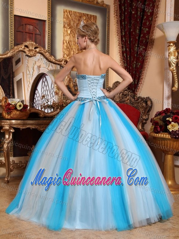 Beaded Sweetheart Multiple Colors Tulle Sweet 16 Dresses in Aguas