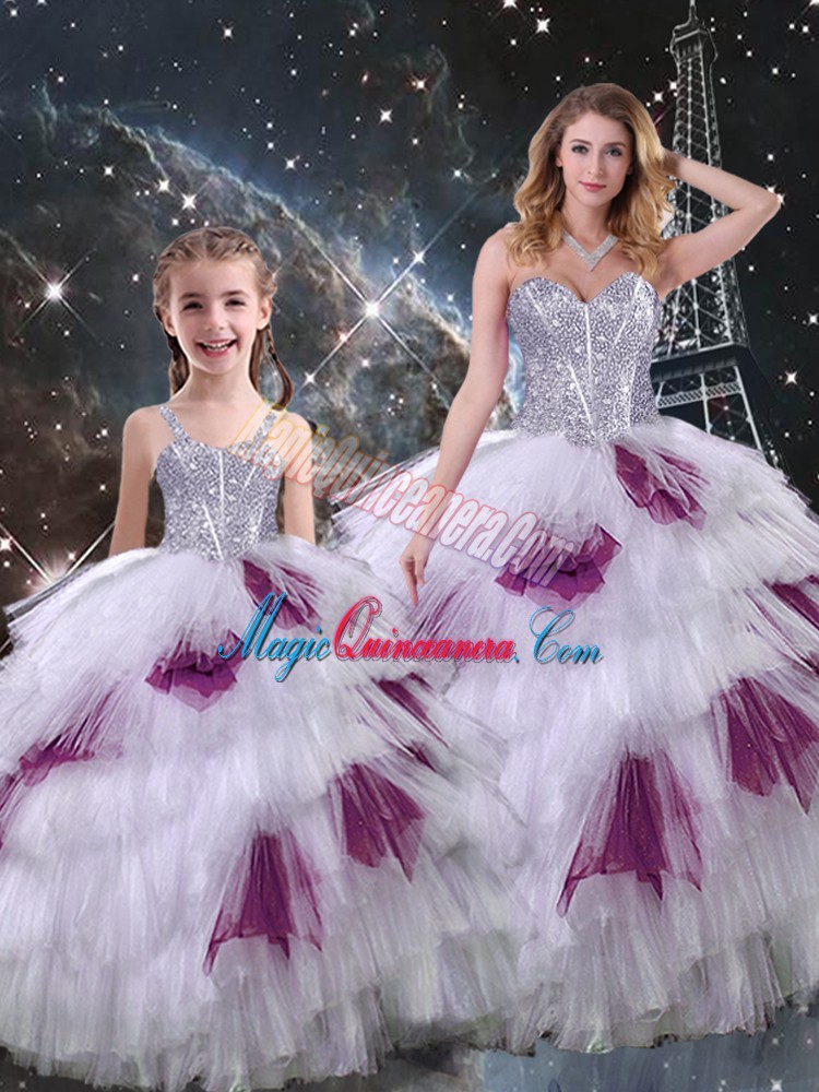 triumph Ball Gowns Quince Ball Gowns Multi-color Sweetheart Organza Sleeveless Floor Length Lace Up