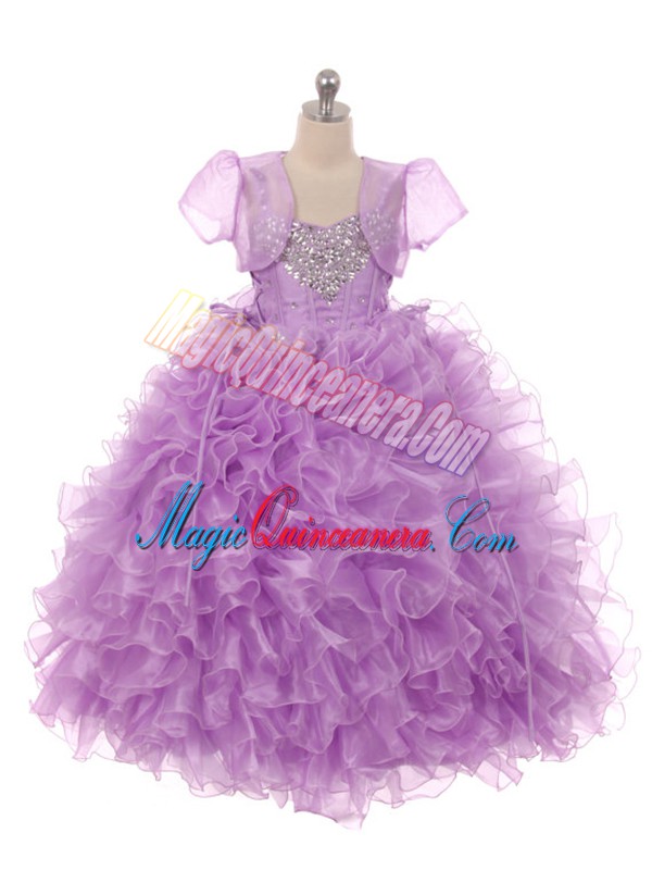 triumph Super Ball Gowns Pageant Dress Womens Eggplant Purple Straps Organza Sleeveless Floor Length Lace Up