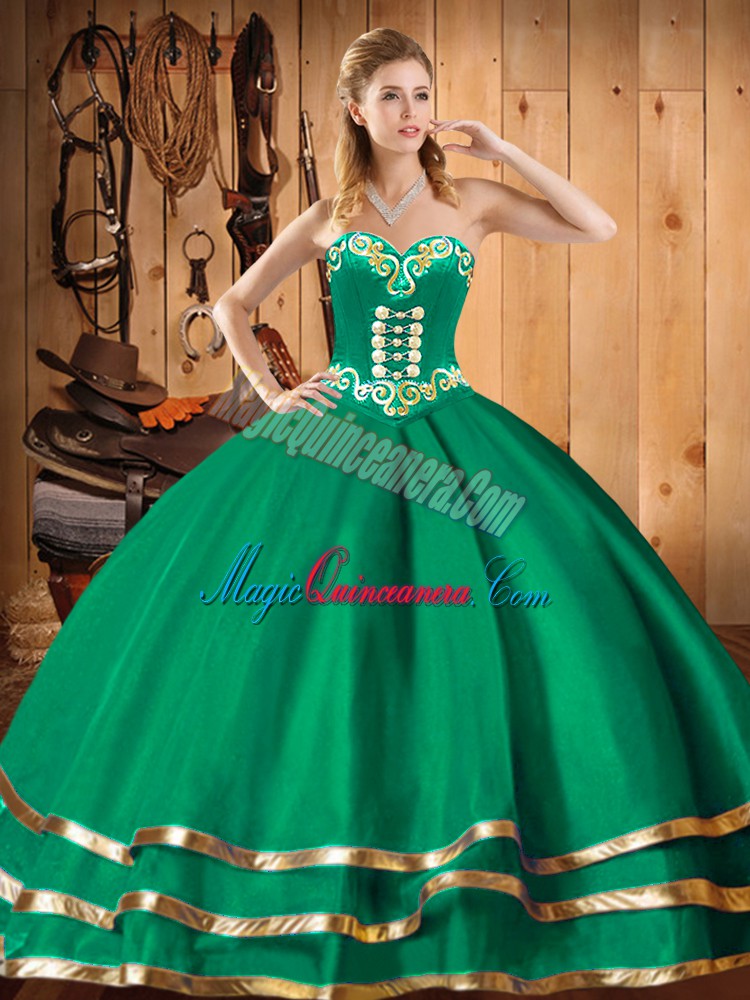 triumph Comfortable Green Sleeveless Organza Lace Up 15th Birthday Dress for Military Ball and Sweet 16 and Quinceanera
