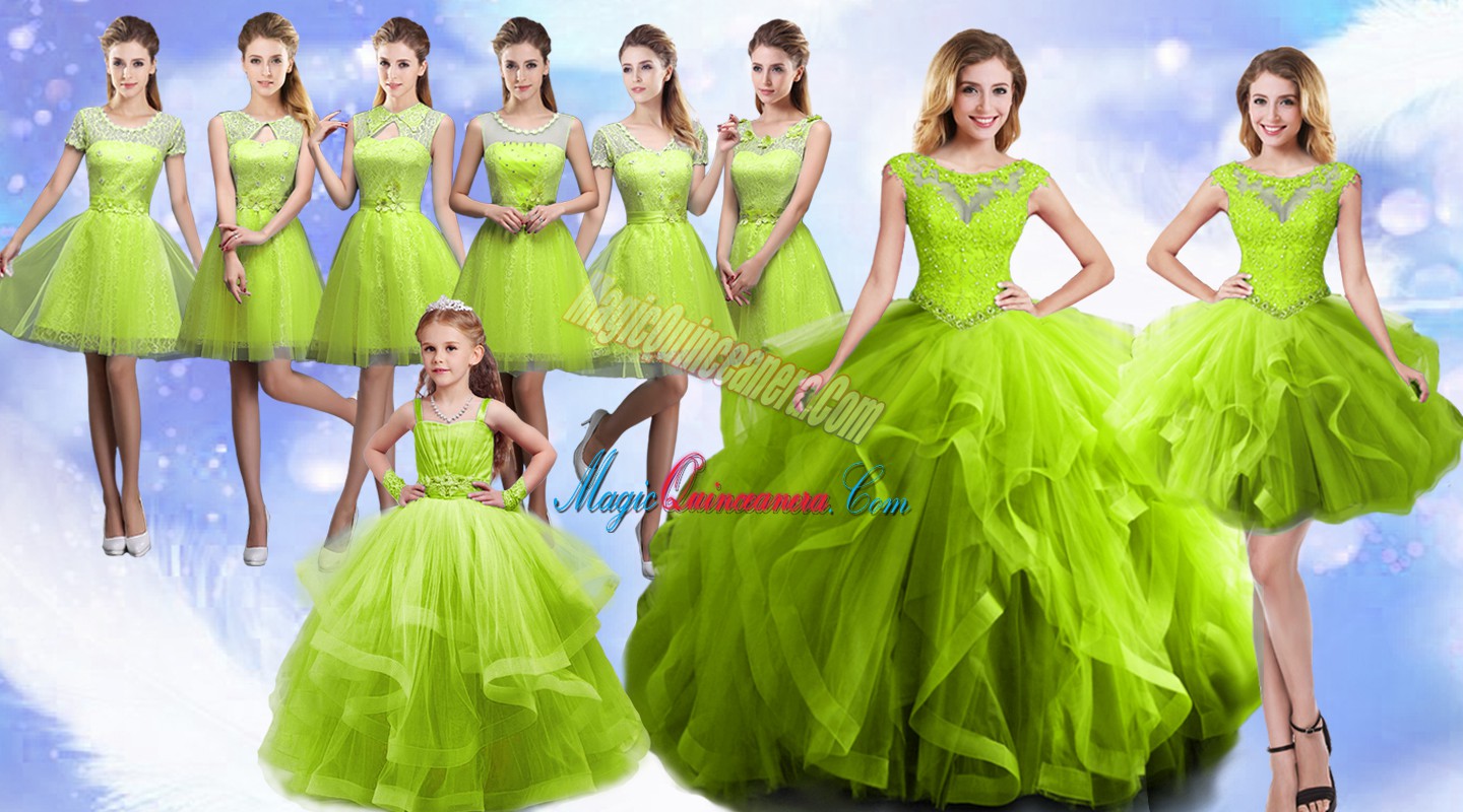 triumph Customized Organza Scoop Sleeveless Lace Up Beading and Ruffles 15th Birthday Dress in