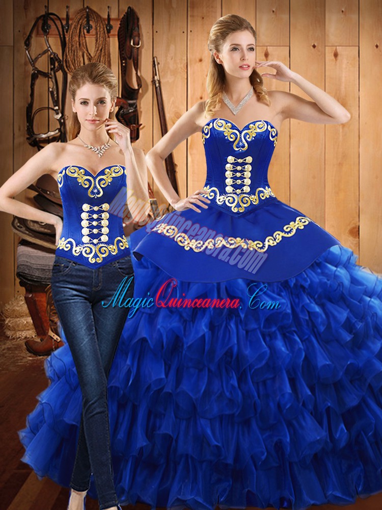 triumph Spectacular Sweetheart Sleeveless Tulle Quinceanera Gowns Embroidery and Ruffled Layers Lace Up