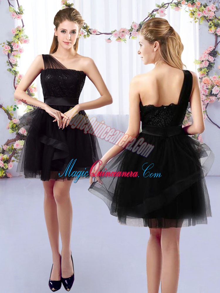 triumph Enchanting Black Sleeveless Tulle Side Zipper Court Dresses for Sweet 16 for Prom and Party and Wedding Party