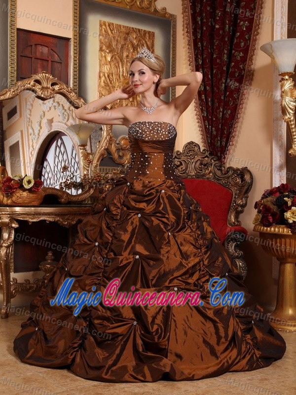 Brown Sweet 15 Dresses with Beading and Pick ups in Aguadilla