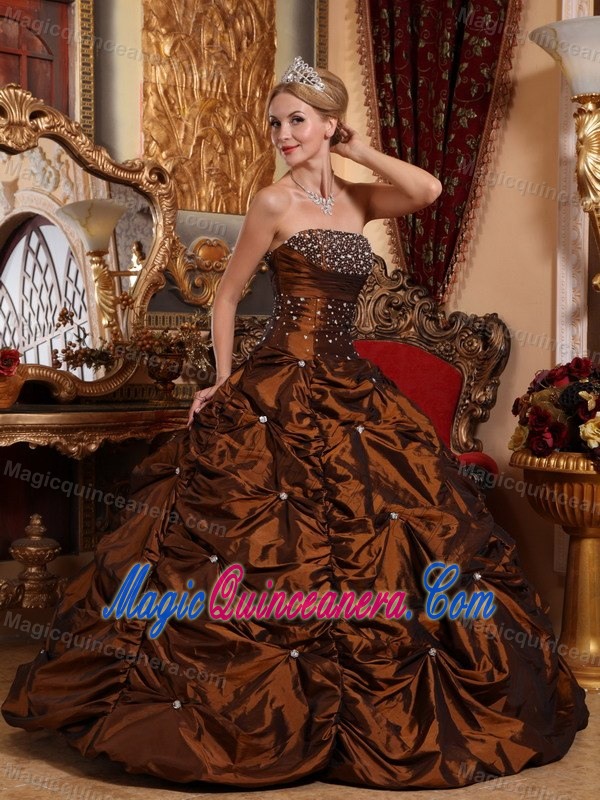 Brown Sweet 15 Dresses with Beading and Pick ups in Aguadilla