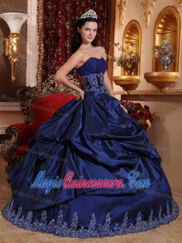Lace Hem Pick Ups Navy Blue Sweet Sixteen Dresses 2013 Winter