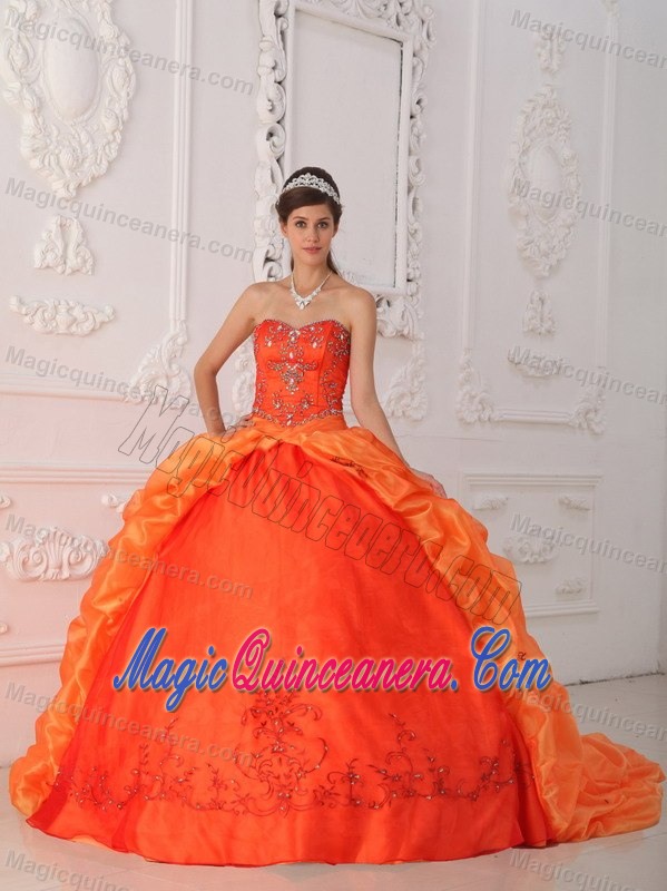 Orange Red Appliqued Ball Gown Sweet 15 Dresses in Avellaneda