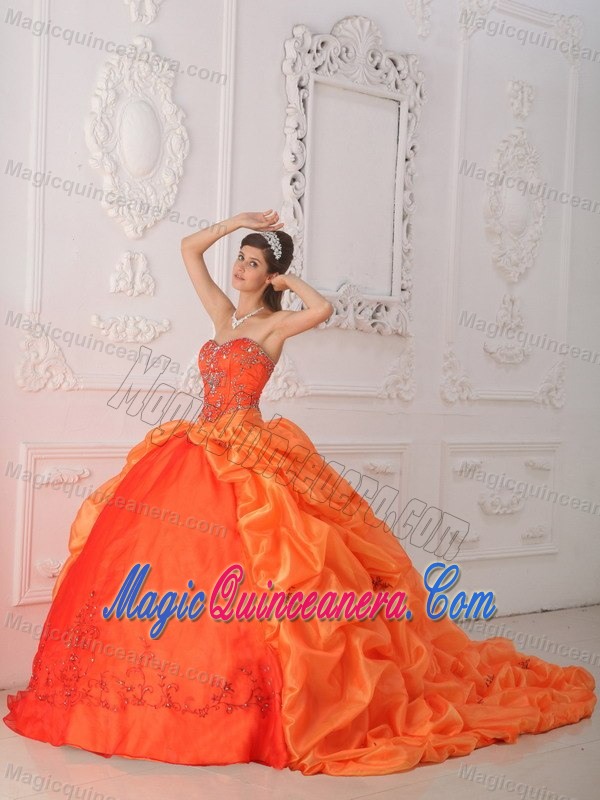 Orange Red Appliqued Ball Gown Sweet 15 Dresses in Avellaneda