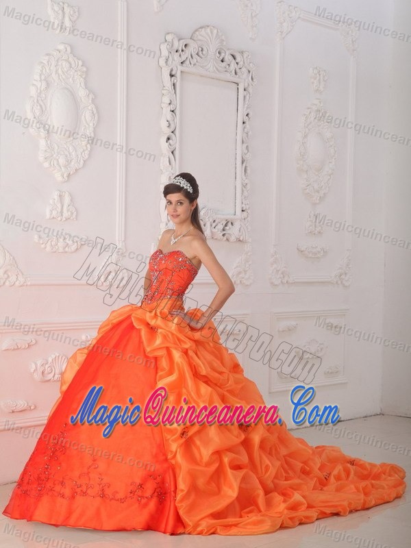 Orange Red Appliqued Ball Gown Sweet 15 Dresses in Avellaneda