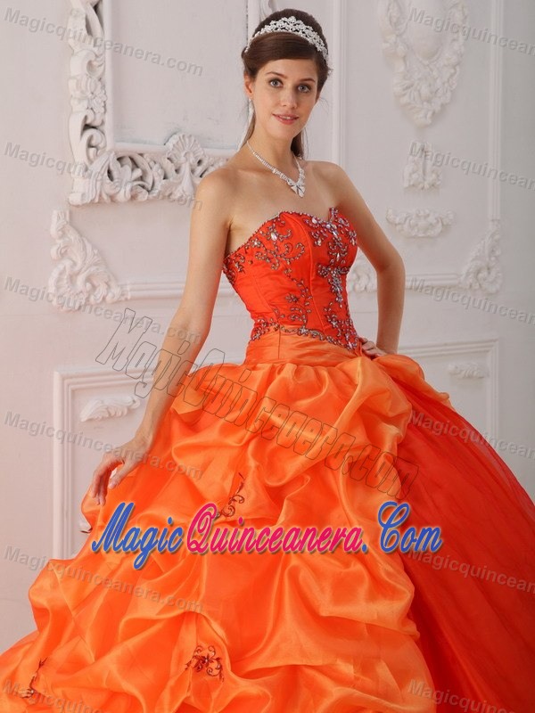 Orange Red Appliqued Ball Gown Sweet 15 Dresses in Avellaneda