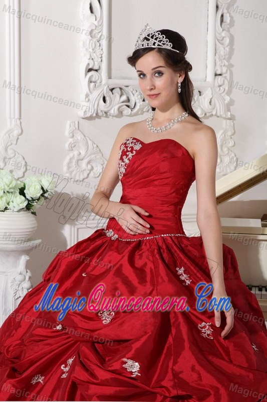 Wine Red Pick Ups Appliqued Dresses for Quince in Cordoba