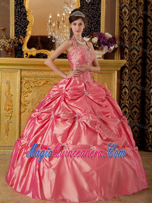 Halter Top Zipper-Up Watermelon Sweet 16 Dresses in San Pablo
