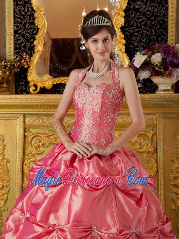 Halter Top Zipper-Up Watermelon Sweet 16 Dresses in San Pablo
