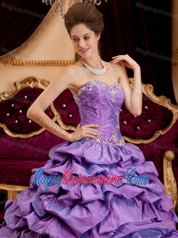 Cheap Sweetheart Appliqued Purple Sweet 16 Dresses in Cordoba