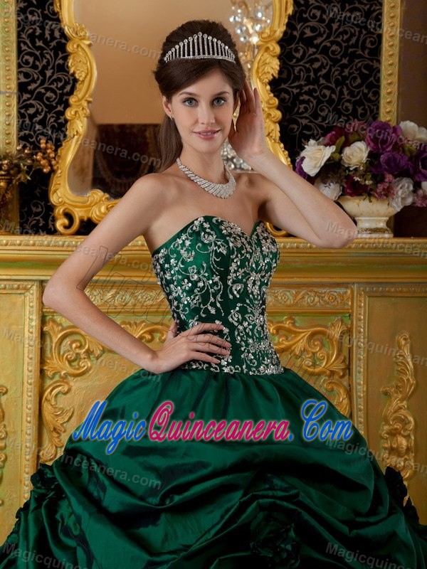 Dark Green Ball Gown Embroidery Quince Dresses in Cordoba