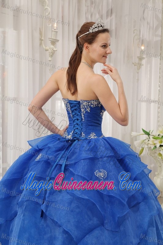 Clearance Blue Ball Gown Beaded Quinceanera Gown in Quilmes
