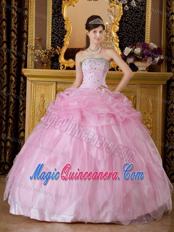 2013 Pink Strapless Pick Ups Sweet Sixteen Dresses Fast Shipping