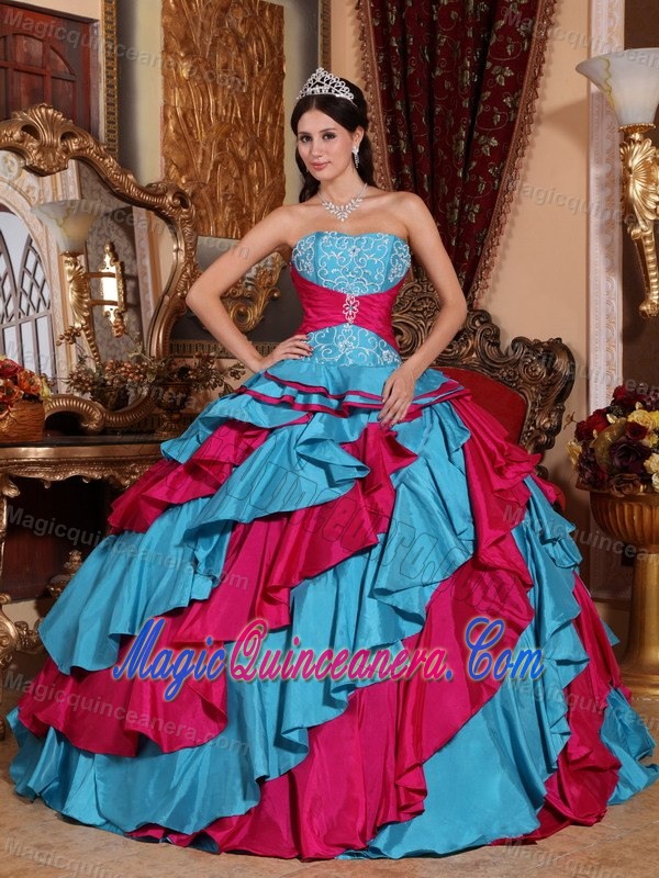 Two-toned Ruffled Embroidery Sweet 16 Dresses in Santa Fe