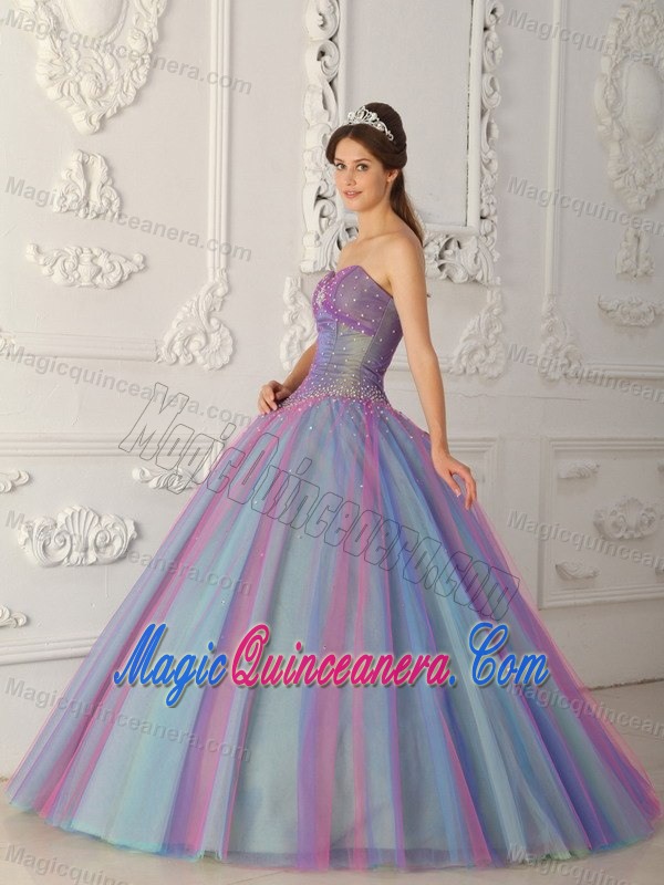 Multi-color Sweetheart Beaded Tulle Sweet 16 Dresses in Bristol