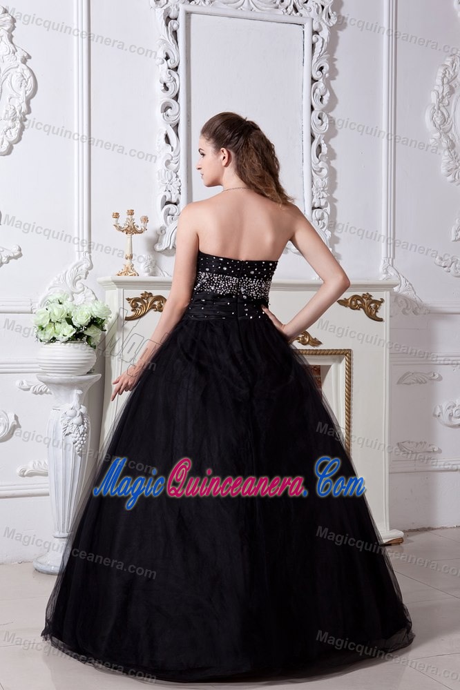 Black Beaded Hand-made Flowers Quinceanera Dresses in Bristol