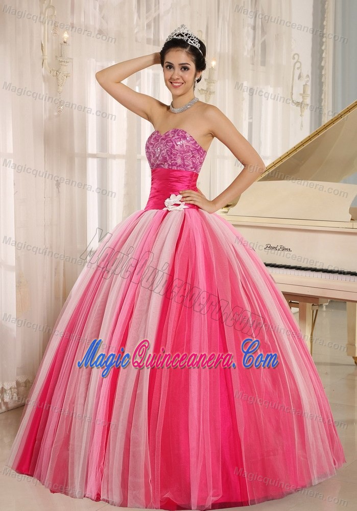 Multi-color Sweetheart Ruched Tulle Quinceanera Dresses in Paris