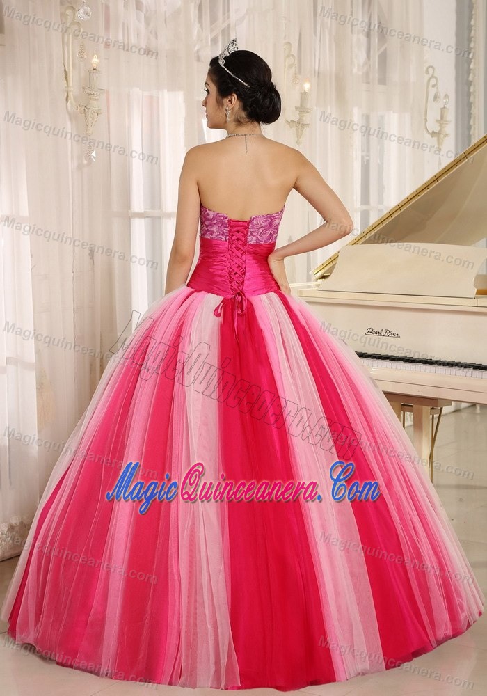 Multi-color Sweetheart Ruched Tulle Quinceanera Dresses in Paris
